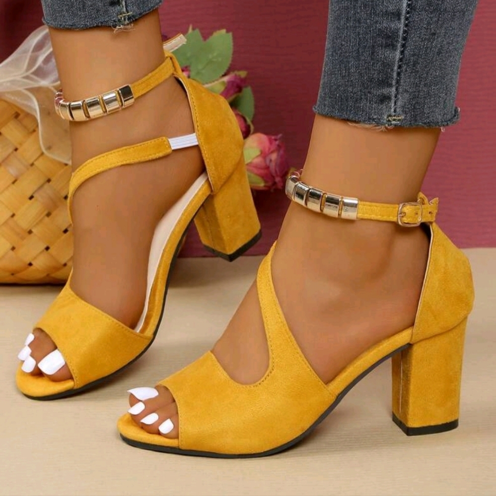 Women High Heel Sandals, New Open Toe Thick Heel Elegant Casual High Heel Shoes - Picture 2 of 5